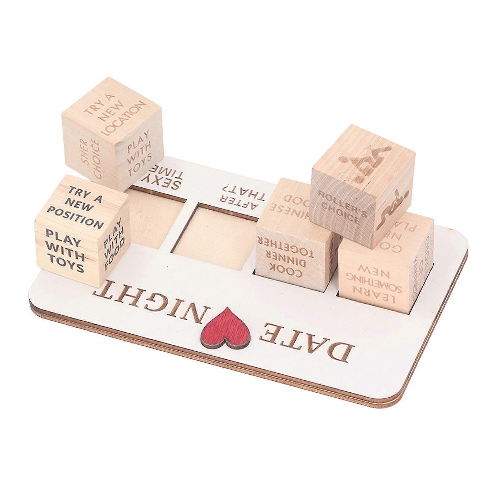 Træ Terninger Sæt Dato Nat Terninger For Par Spil Spil Terninger Blokke Med Sort Snøre Taske 