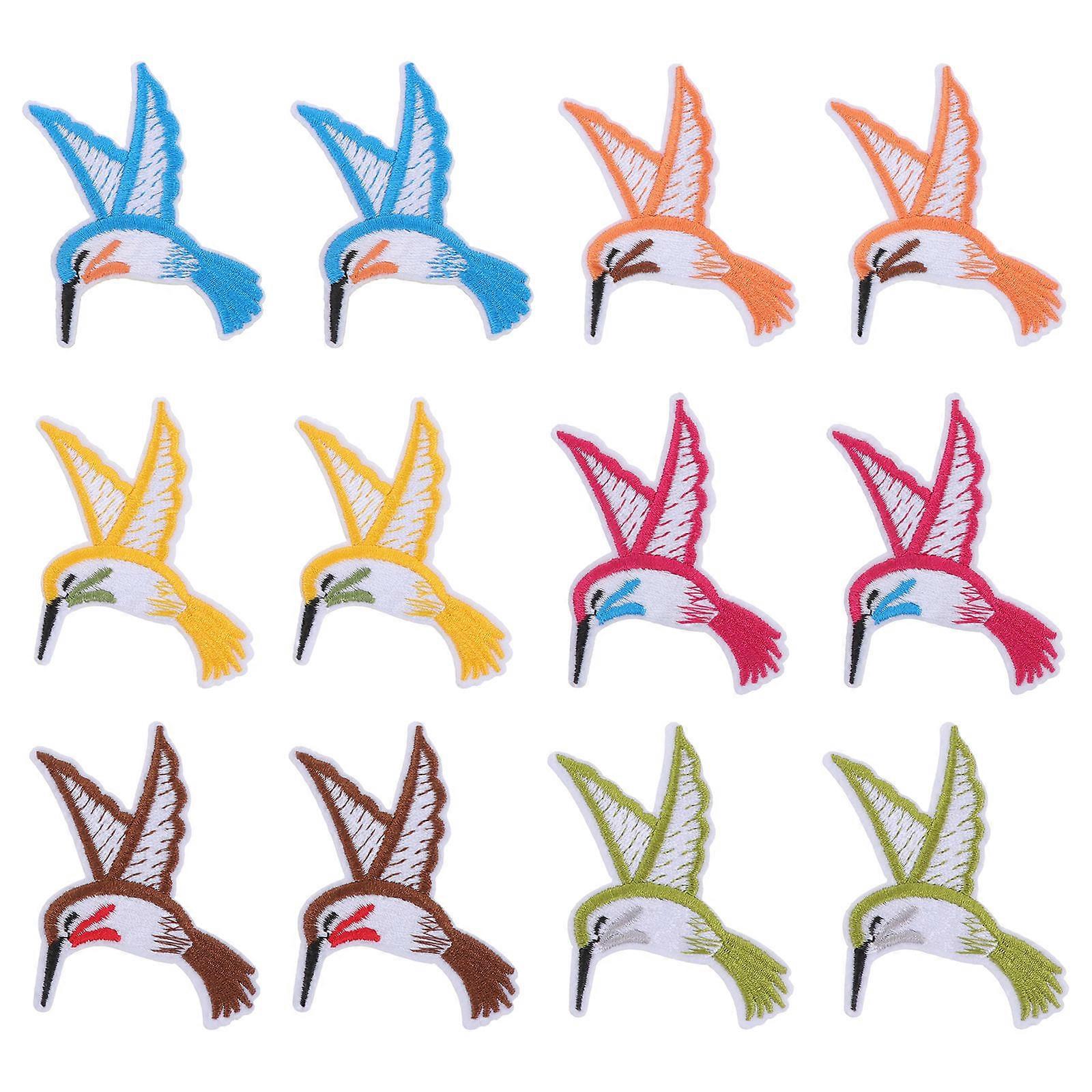 Appliques For Clothes Hummingbird Iron On Patches Diy Enthusiasts Assorted Color 12Pcs