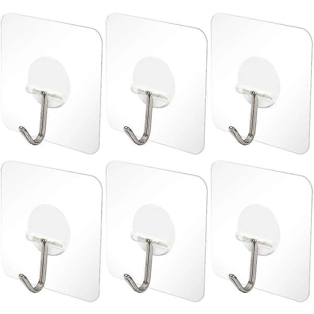 Clear Adhesive Hooks Stick On Door Hooks For Hats Umbrellas Bags 6Pack