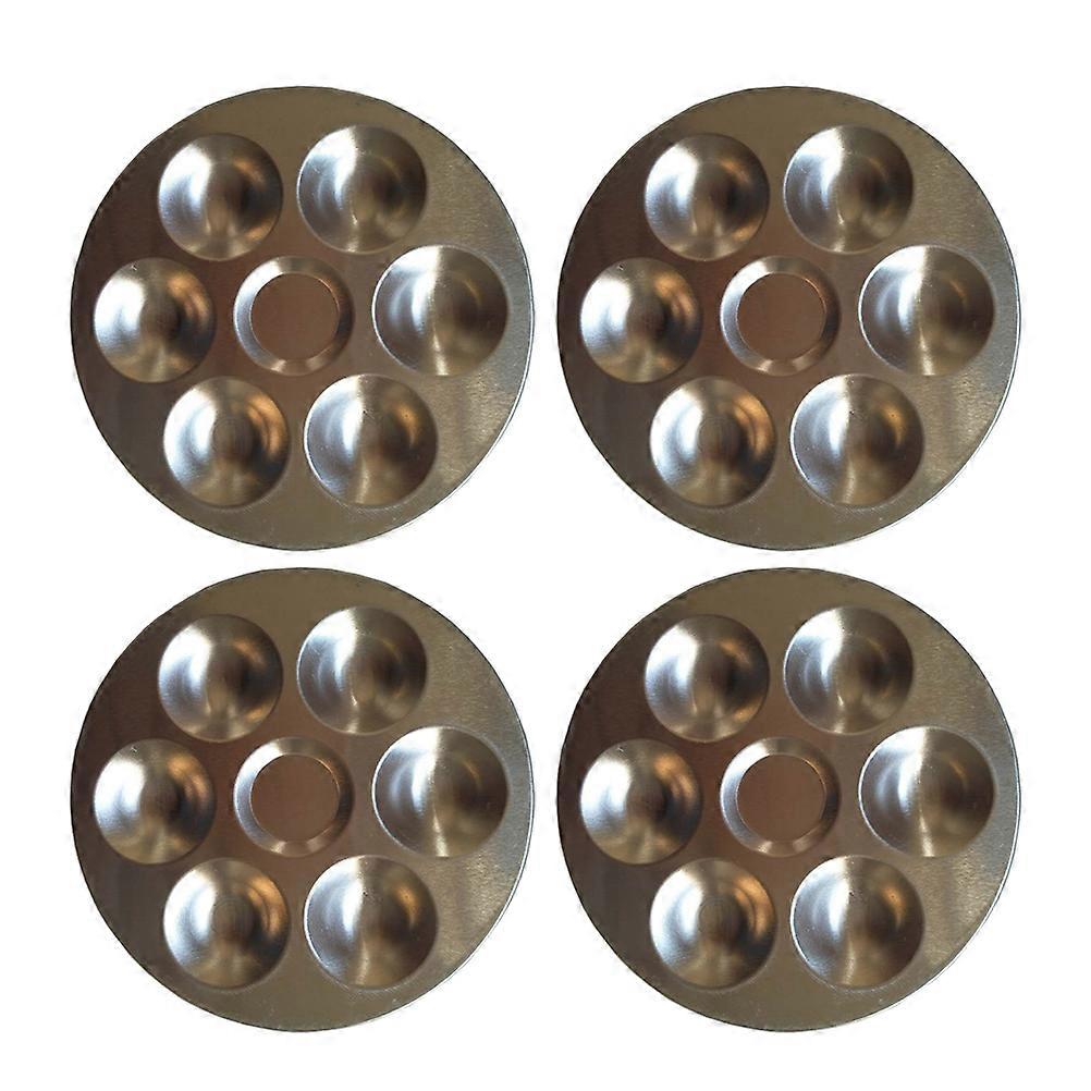 Painting Color Palette Art Class Students 13.5X13.5cm Silver Round 4Set