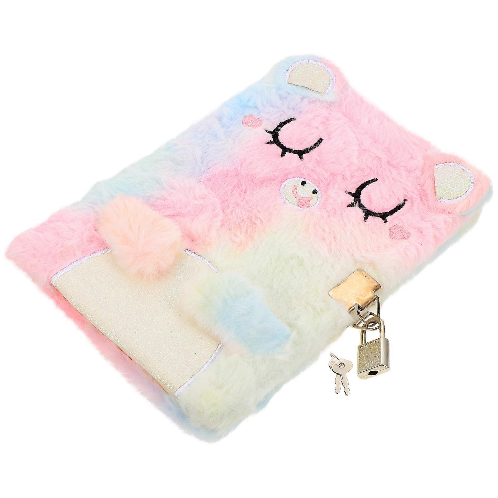 Fluffy Plush Cat Diary with Lock – Adorable Portable Cartoon Notebook for Writing and Drawing – Cute and Fun Design for Students