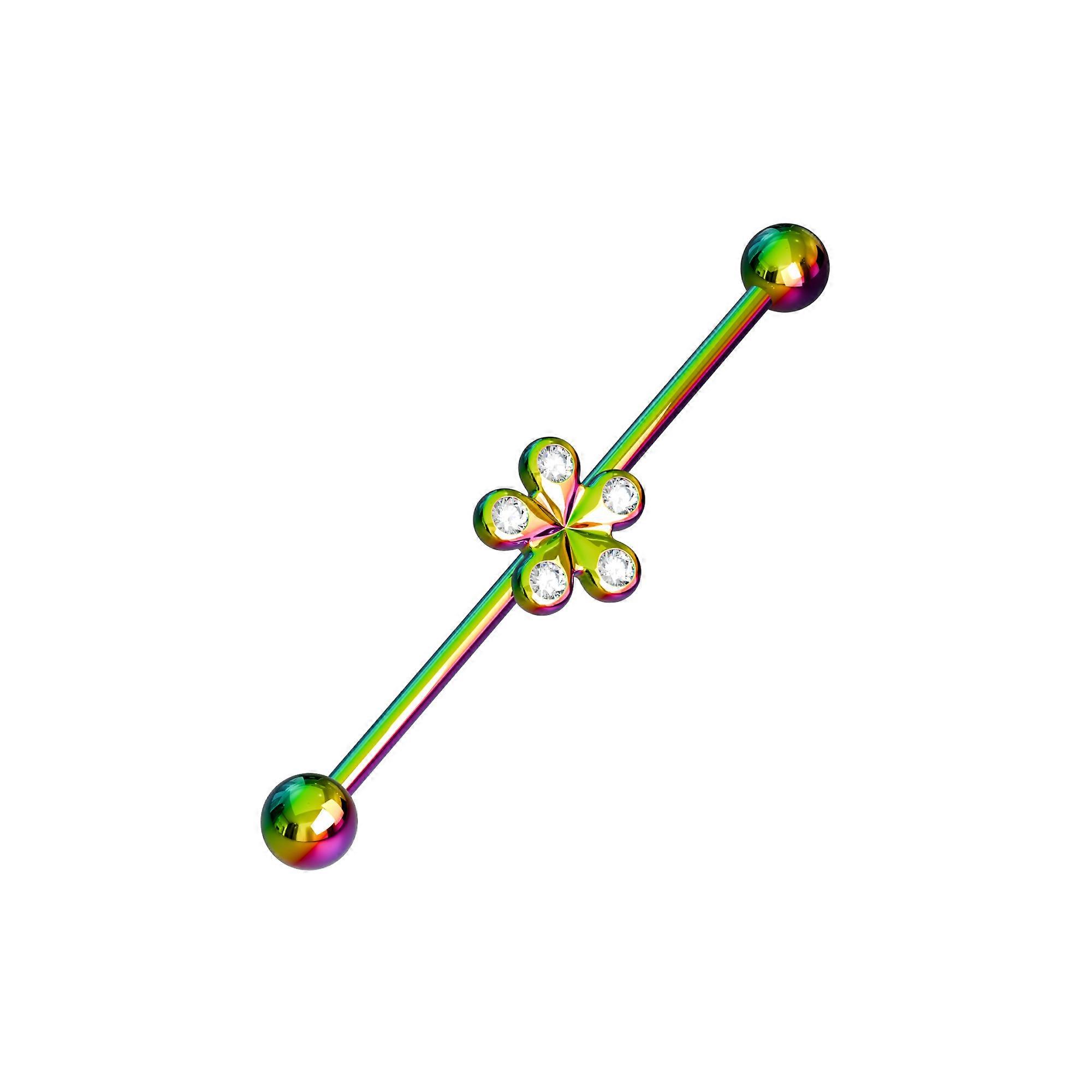 Anodised 316l Surgical Steel Cz Studded Daisy Industrial Barbell
