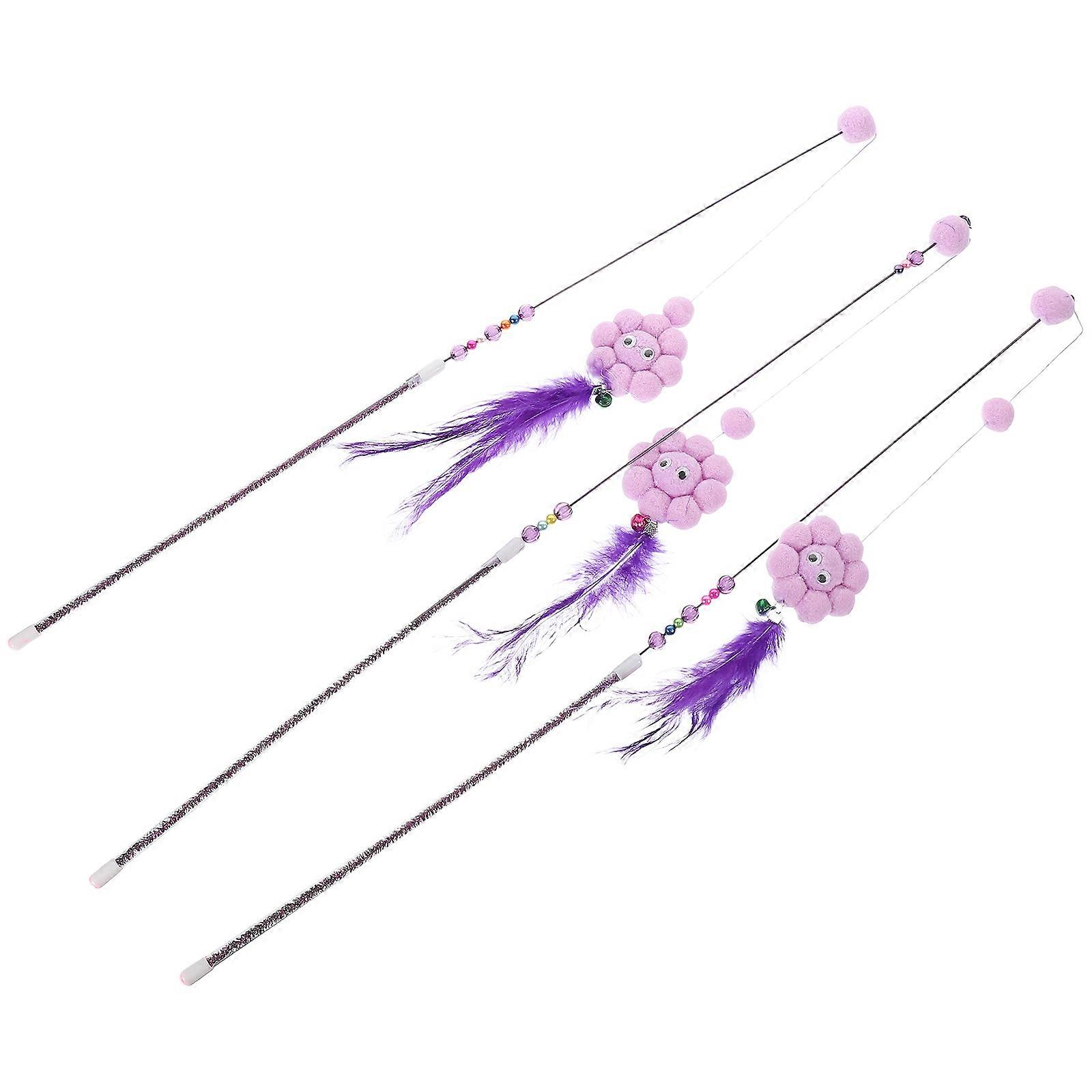 Cats Stick Plush Plastic Material Exercise Interactive Fun 3Pcs