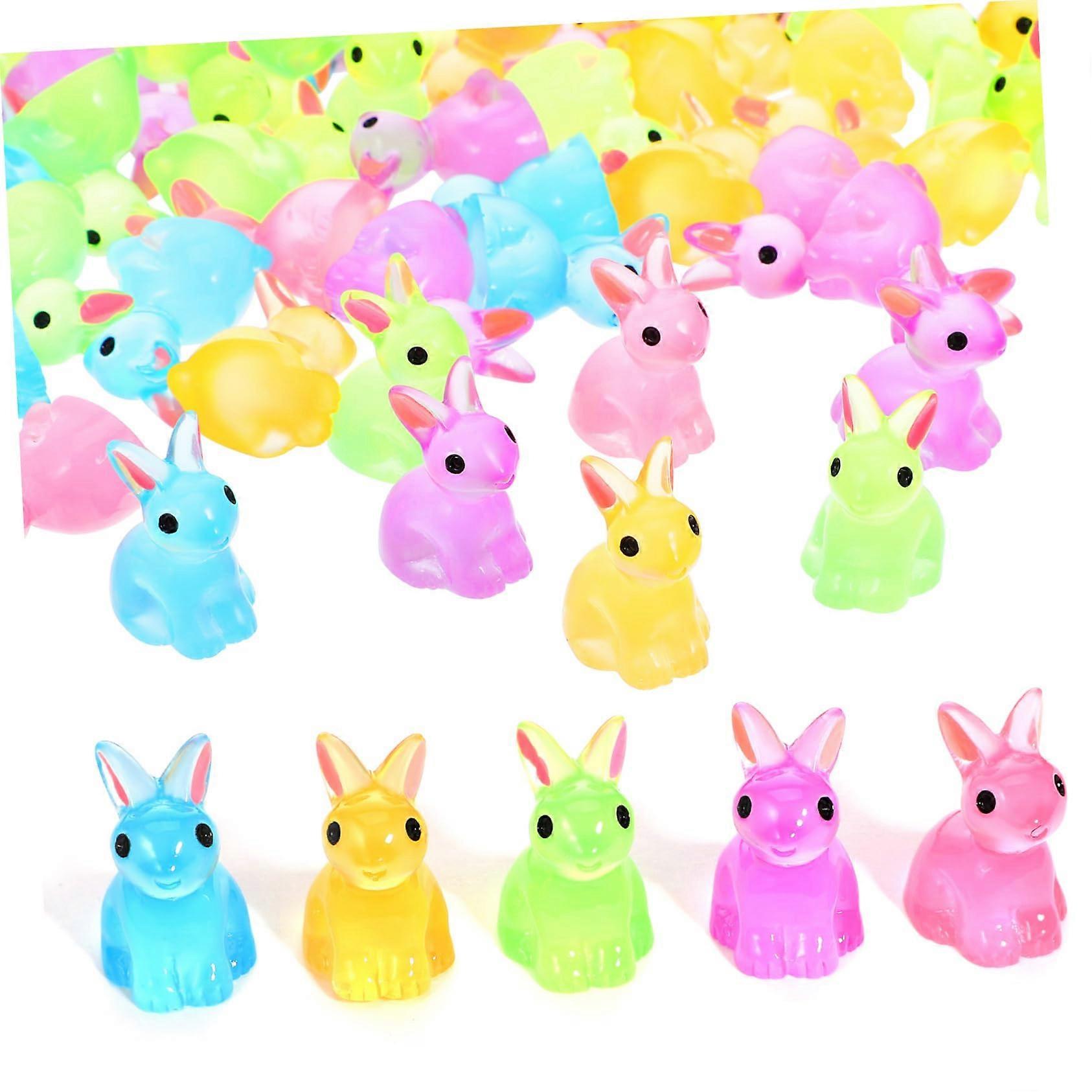 In the dark shining mini ornaments miniatures made of synthetic resin 100pack perfect rabbit gifts for decoration animals