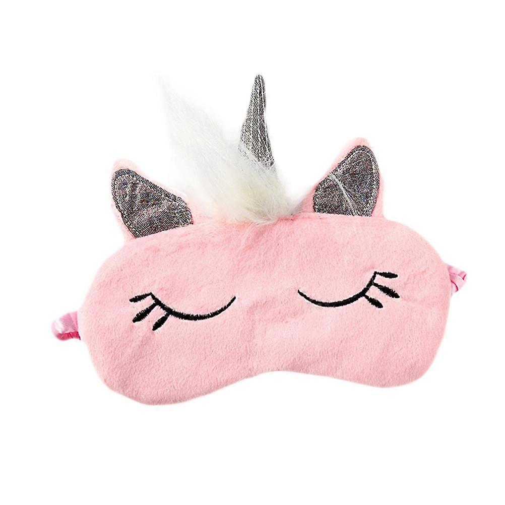 Light Blocking Sleep Mask Pink Unicorn Shaped Camo Fleece Home Use 1Pcs