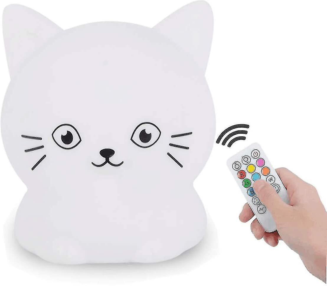 Children's Night Light, Portable Silicone Bedside Lamp, Multi-color Light With Remote Control, Eye C