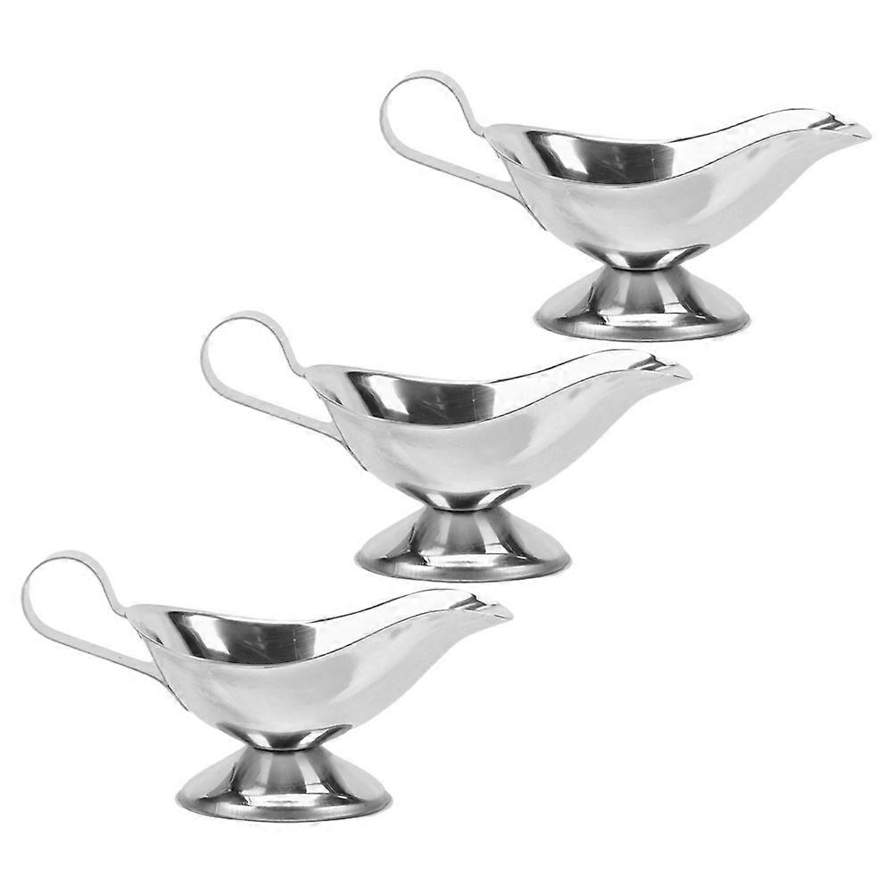 Sauce Pitcher Gravy Boat Dining Table Silver 3oz Condiment Holder 3Pcs