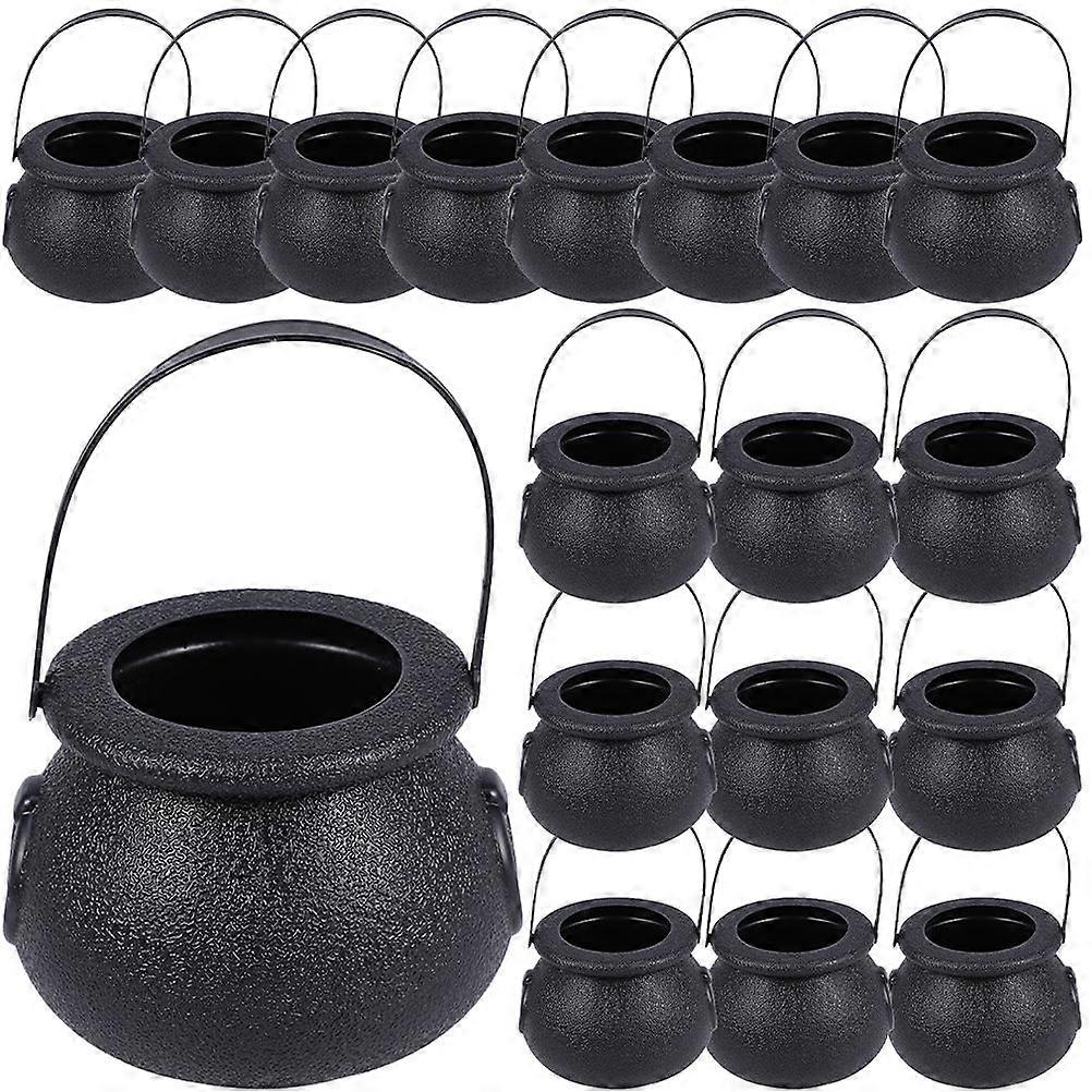 Plastic Mini Pails Halloween Containers Storing Kids Handheld Bucket Black 7.00X5.00X5.00CM 18Pack