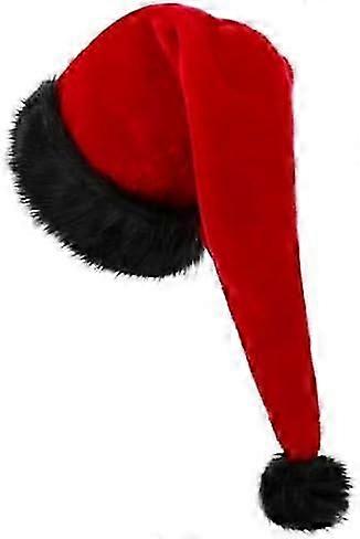 2024ロングクリスマスハットサンタハット大人の赤いぬいぐるみサンタクロース帽子厚い毛皮のエッジ、クリスマスパーティーのためのサンタクロース帽子