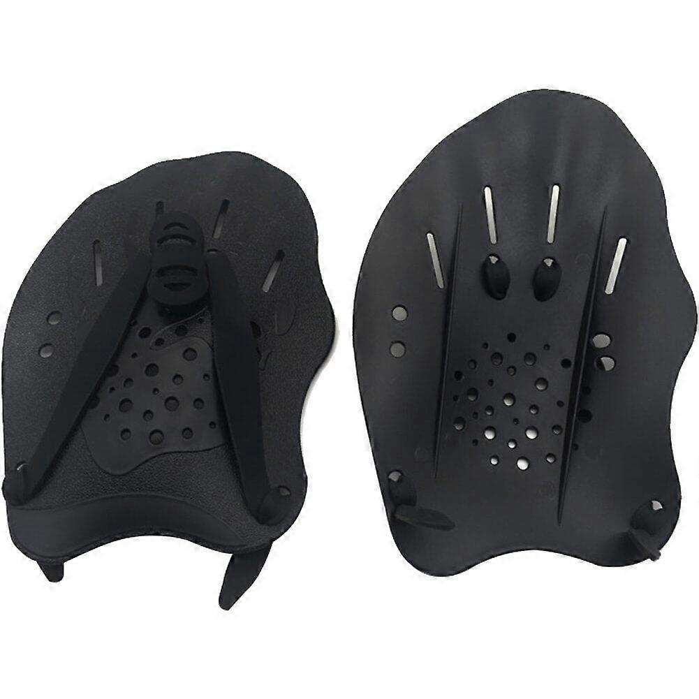 Swimming Paddle with Adjustable Straps, Professional Training Hand Paddle Gloves for Teens and Adults, Black