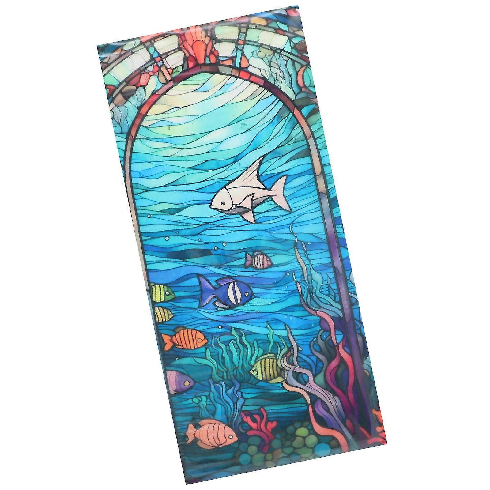 Stained Window Static Cling Removable Privacy Film For Bedroom Multi-Colored 39.30X17.68in 1Pcs