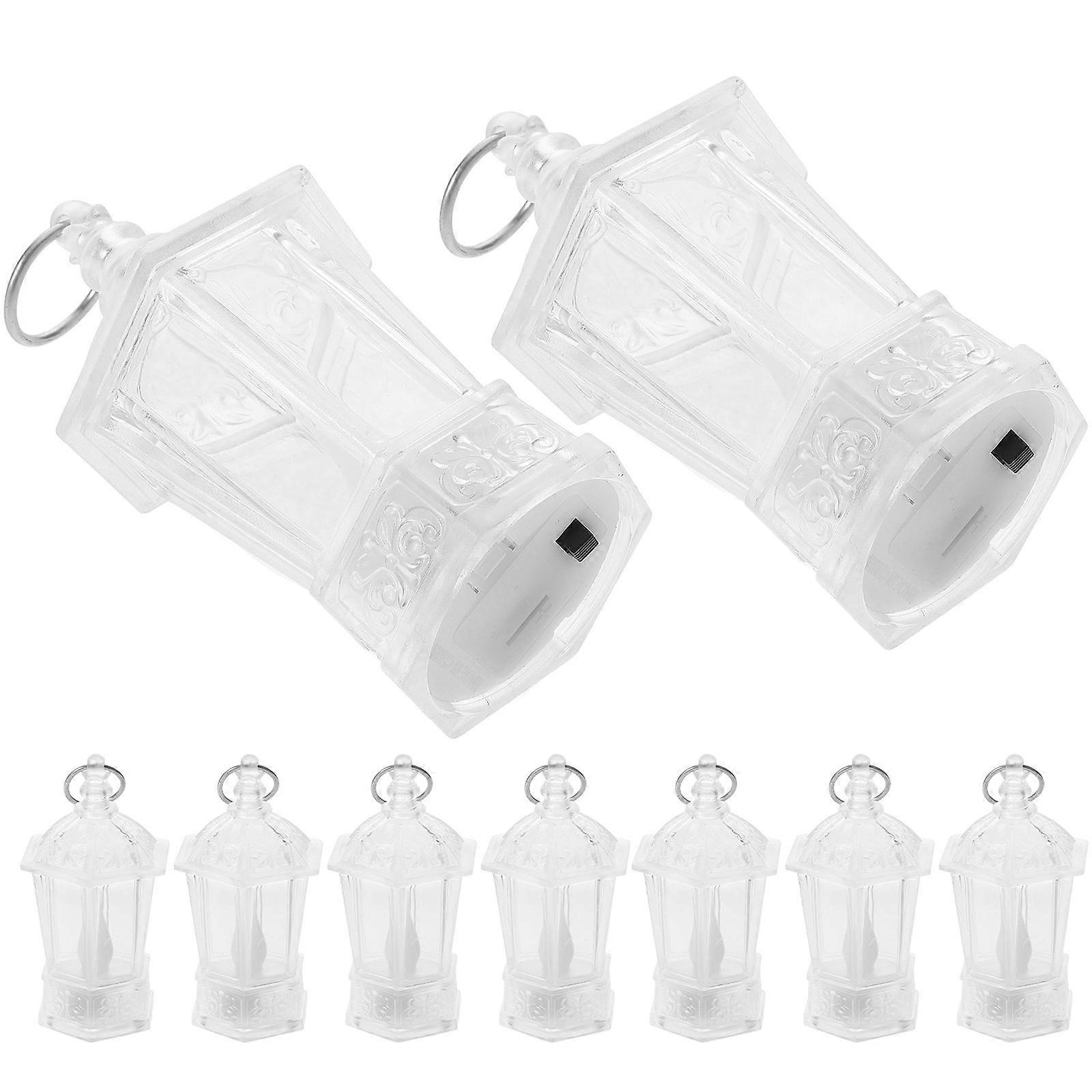Lanterns Decorative LED Mini Lanterns Bedroom Nightstands Delicate Wedding Decor Hexagonal Shape Transparent Material 12Pcs