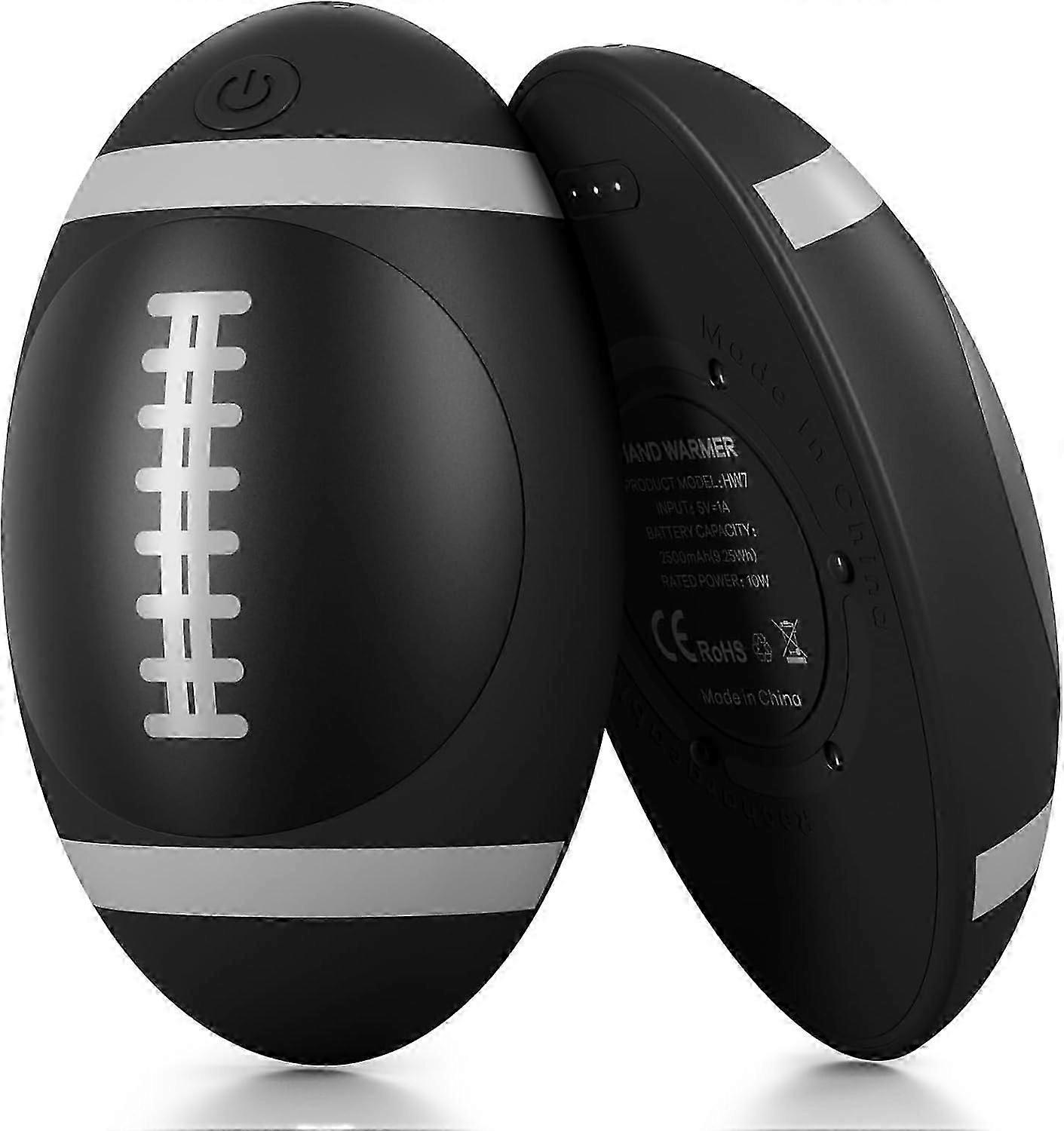 充電式USBポケットハンドウォーマー、男性、女性のための2 in 1磁気ポータブルクリエイティブテクノロジーギフト(ラグビー型-ブラック)