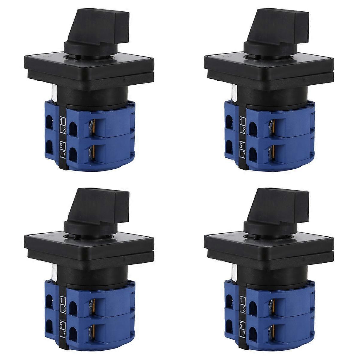 AC660V 25A 2-Pole 3-Position Momentary Changeover Switch Blue+Black