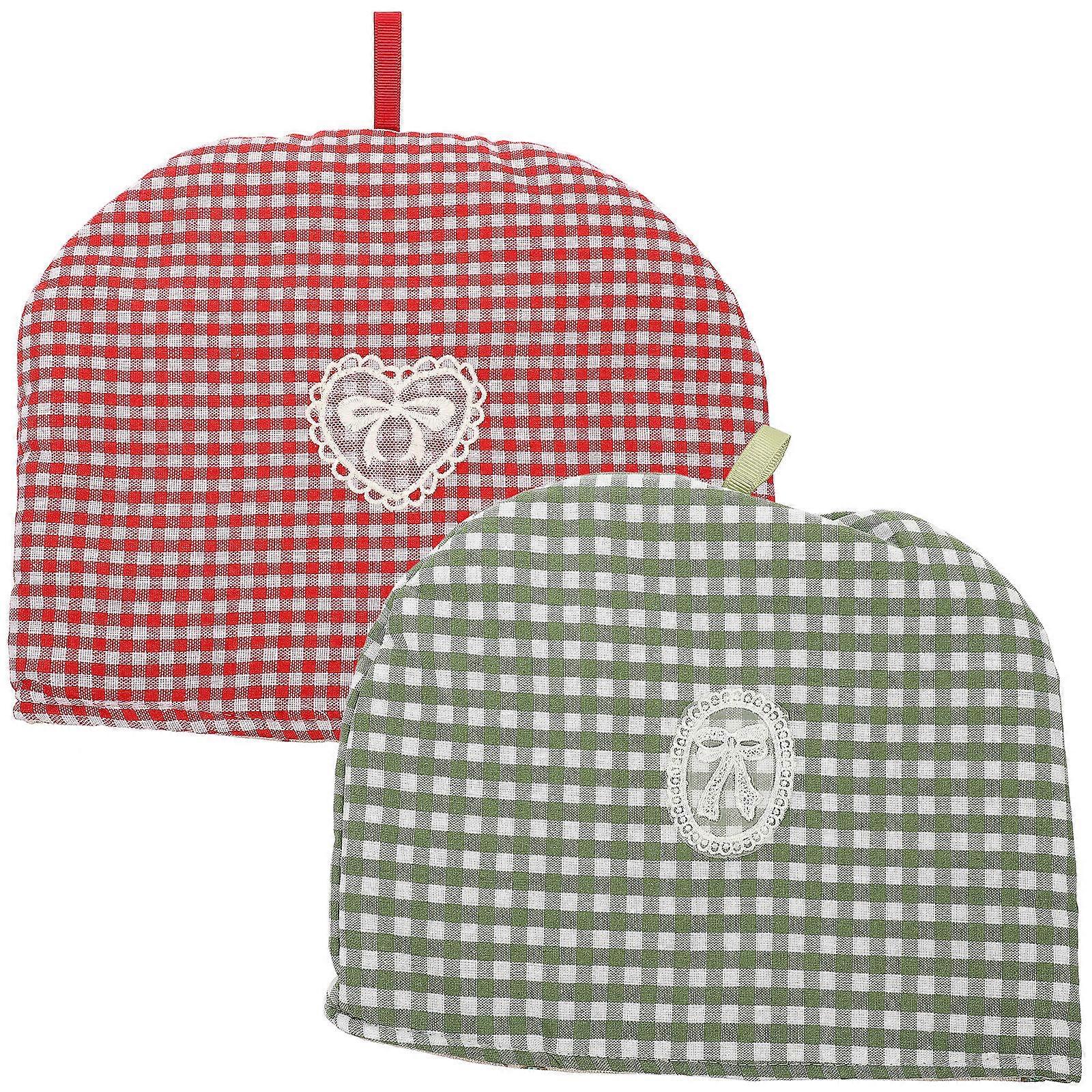 2pcs Decorative Tea Cozy Insulated Teapot Covers for Kitchen Heat Retention, Dust Protection, Fits Most Teapots