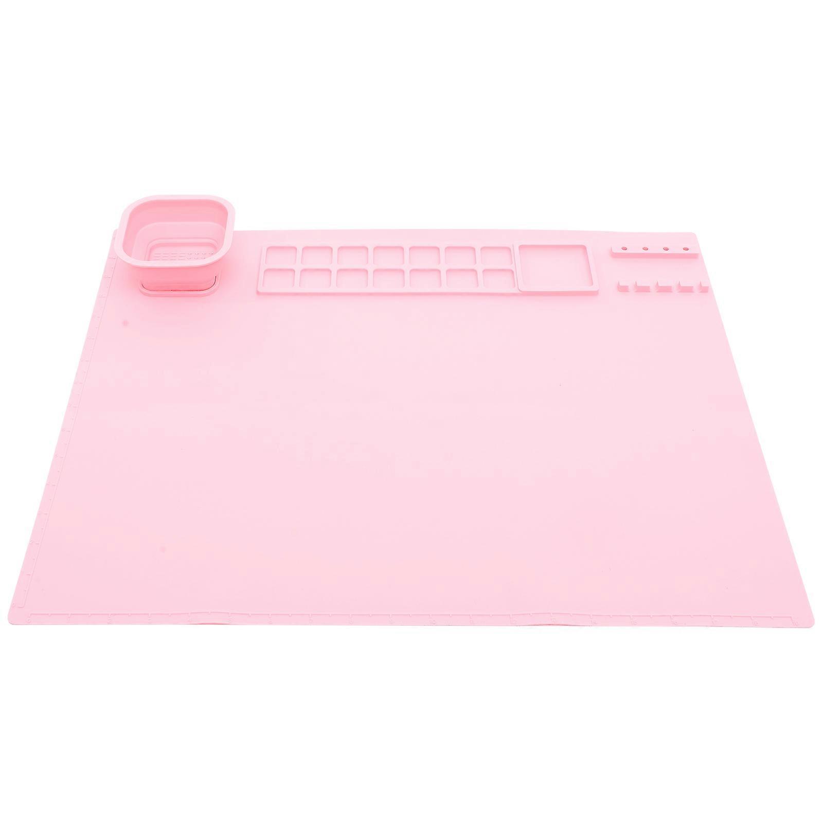Drawing Tray Silicone Paint Tray for Children Diy Projects Rectangular Pink 50.00X40.00X0.10CM Color Mixing 1Set