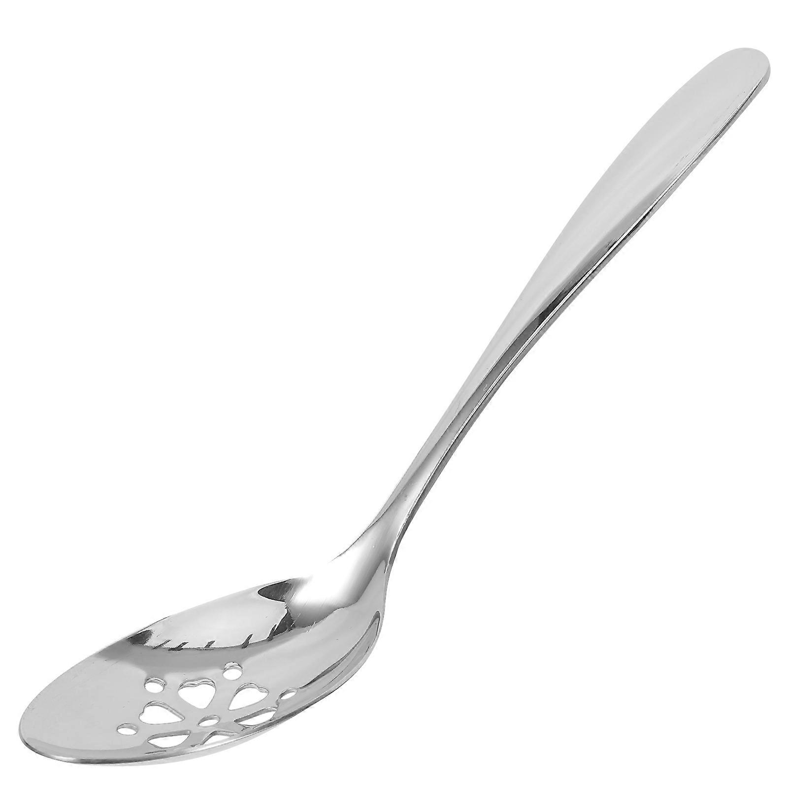 Stainless Steel Slotted Spoons Perforated Serving Spoon Public Use Simple and Practical Pointed Tip 8.45X1.97X0.39IN 1Pack