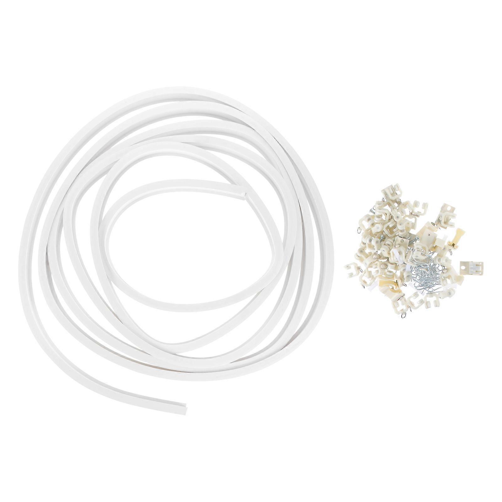 Curved Curtain Track Wall Mounted Silent Operation White 3X2cm Plastic Steel 1Set