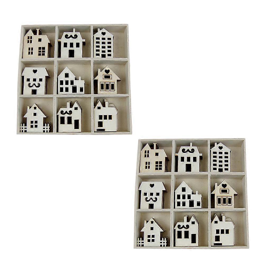 Wood Slices Pendant Diy Blank Wood Slices House Shape Smooth Surface Children 2x11.5x11.5cm 2 Sets