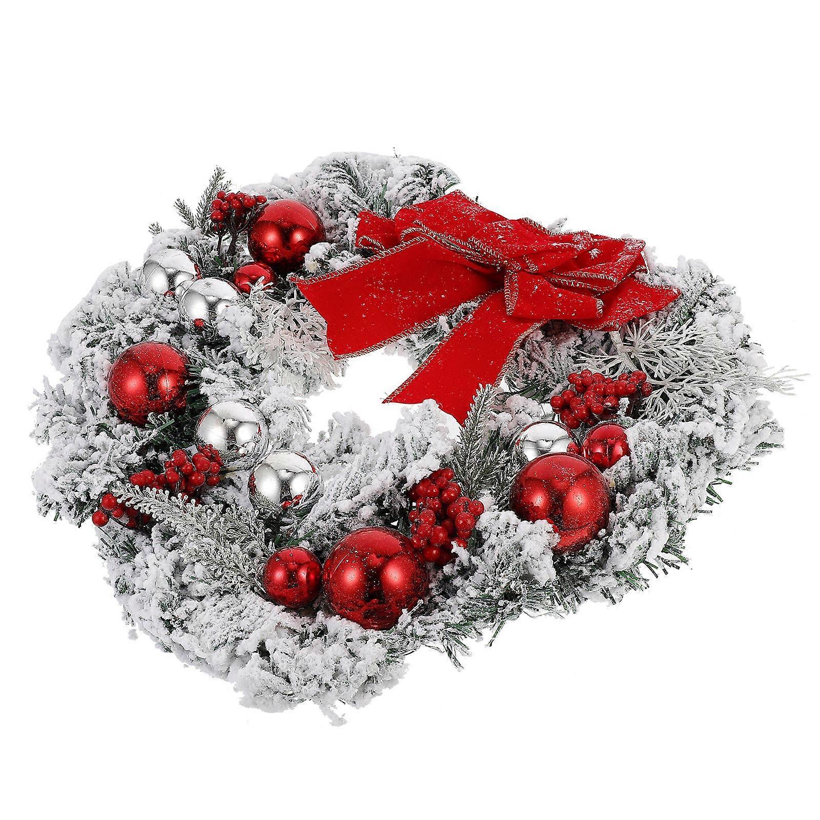 Front Door Wreaths Christmas Wreath Garland Pendant Shopwindow Red Circular Decoration 1Pack