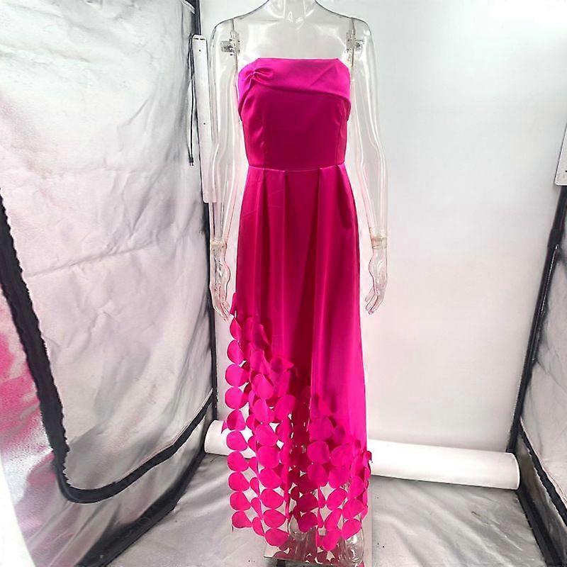 Women's Patchwork Disc Satin Bandeau Backless Maxi Dress