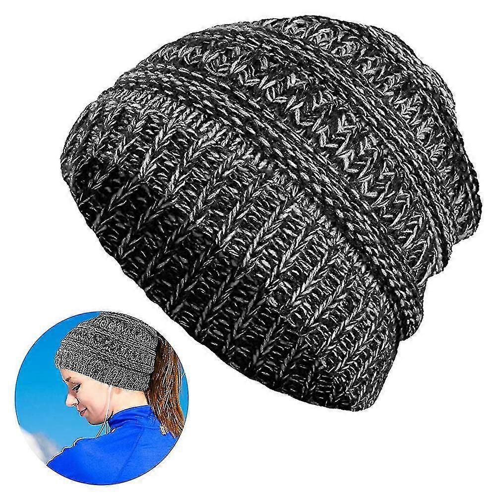 1pcs Ponytail Messy Bun Tail Women'S Solid Ribbed Hat Cap Empty Woolen