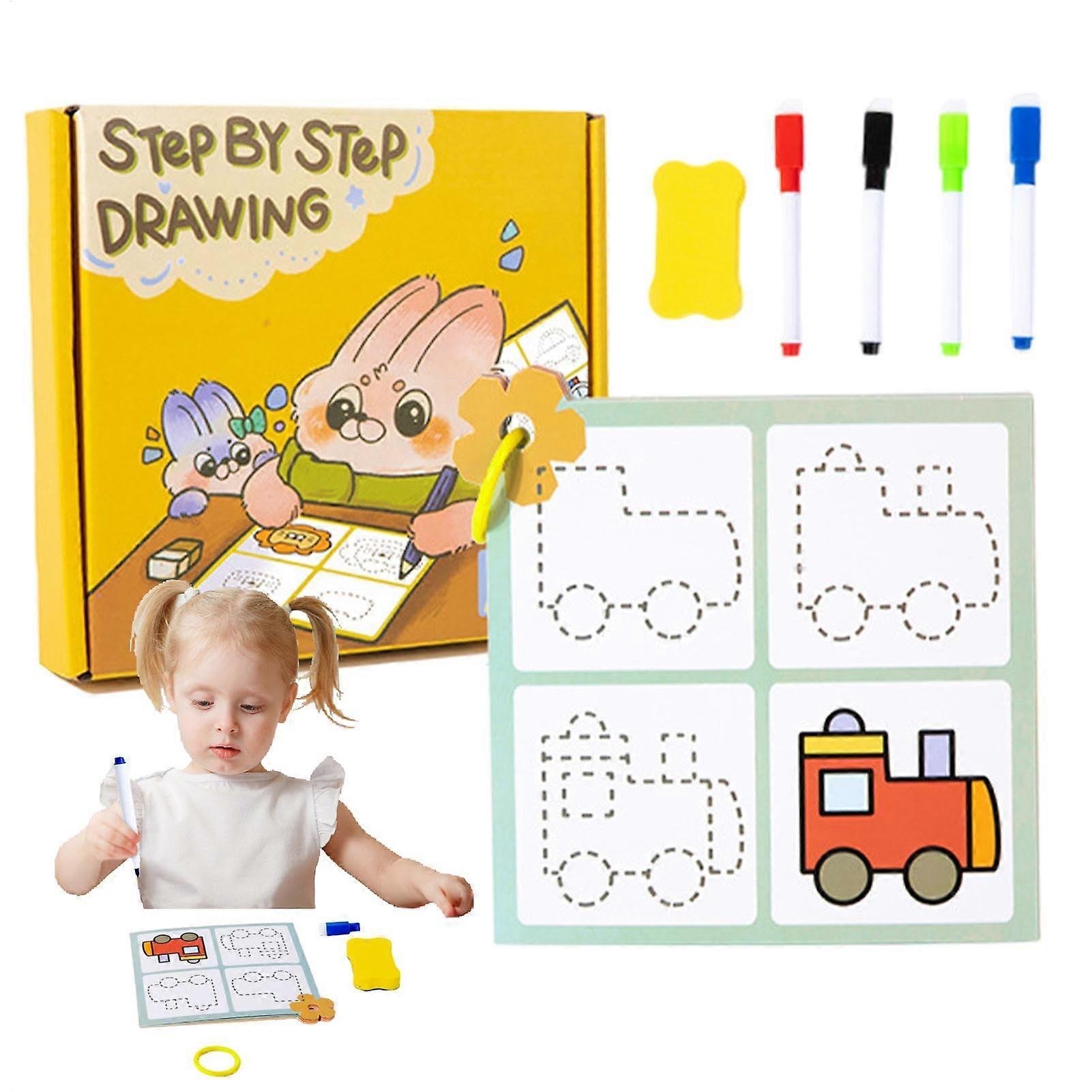Write and Erase Book for Toddler, Preschool Dry Erase Workbooks Easy Drawing Activity Book