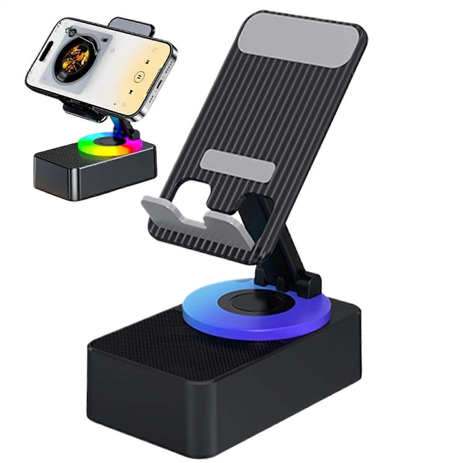 Wireless Speaker Phone Holder Portable, Rechargeable Speaker with 5 LED Lights, Black