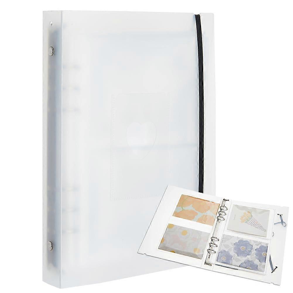 A5 Sticker Storage Album with 60 Loose Leaf Cards, Frosted Heart Pattern
