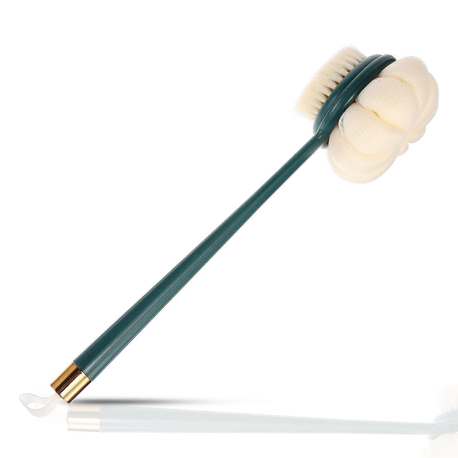 Body Scrubber Brush Long Handle Dark Green Bathing Adults 36x9.5cm Dust Removal 1Pack