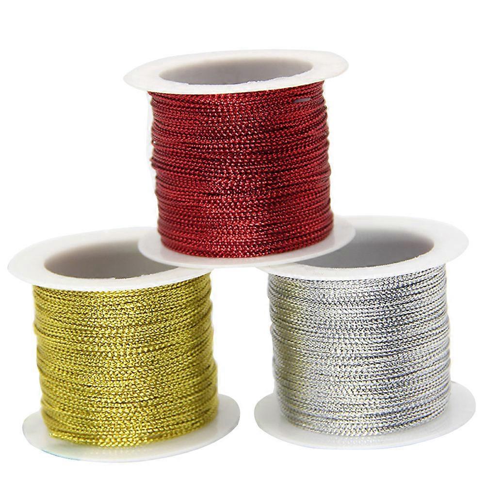 String For Crafts Tag Rope Home Decoration Women 20M Gold Acrylic 3Pcs