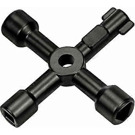 Multi-function utility key, 4 in 1 multi-function cross key, for gas radiator dashboard tap lock - 73 mm, black