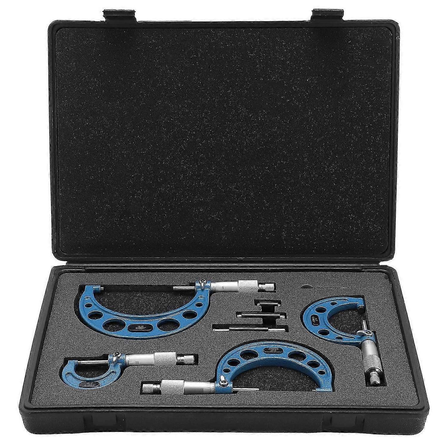 Outside Micrometer Set with Calibration Standards Wrench Accuracy Machinist Tool 04in