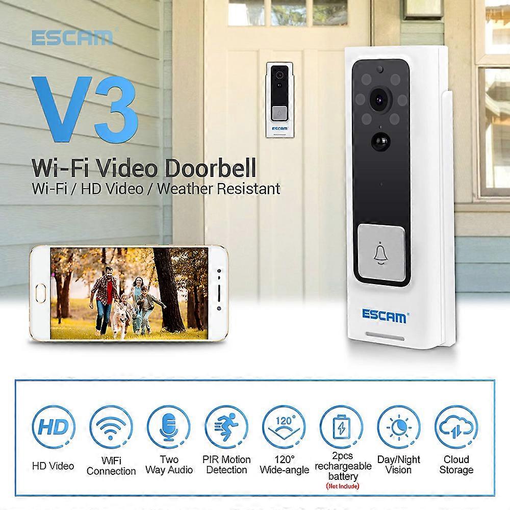 1080P Wireless WIFI Video Doorbell Security Camera Night Vision Two-way o PIR Motion Detection Remote Access with Indoor Chime without Batteries