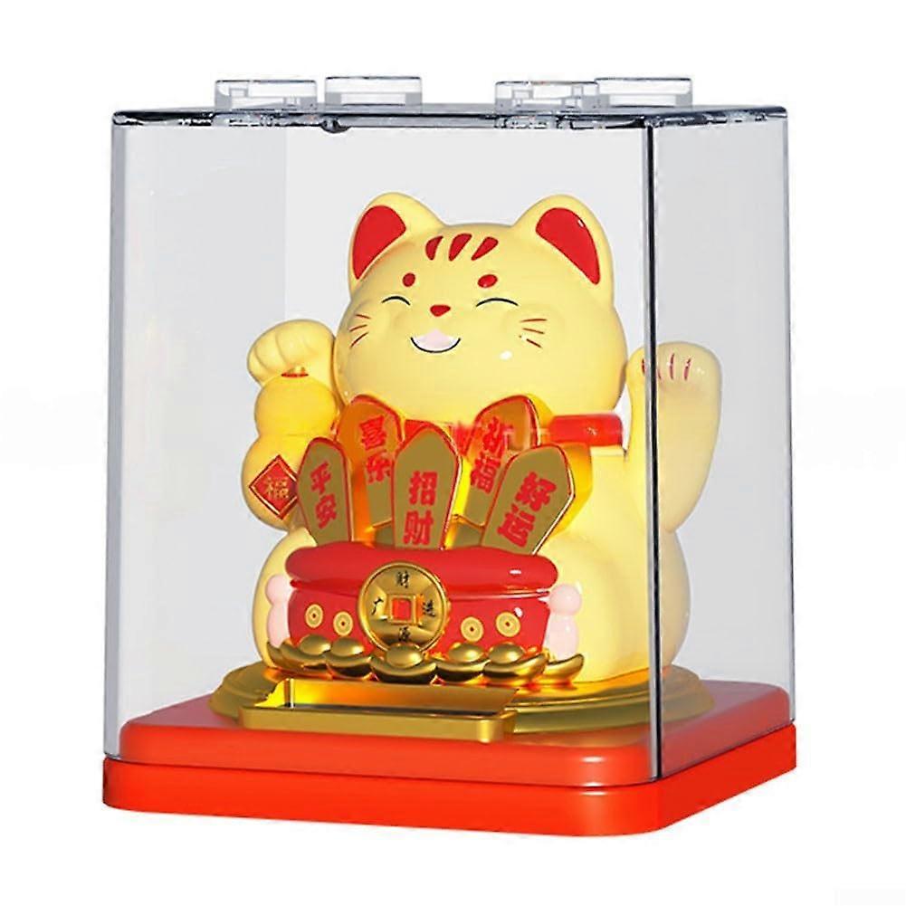 Waving Fortune Cat decorative piece with solar energy creates a lively atmosphere in any room (B).'