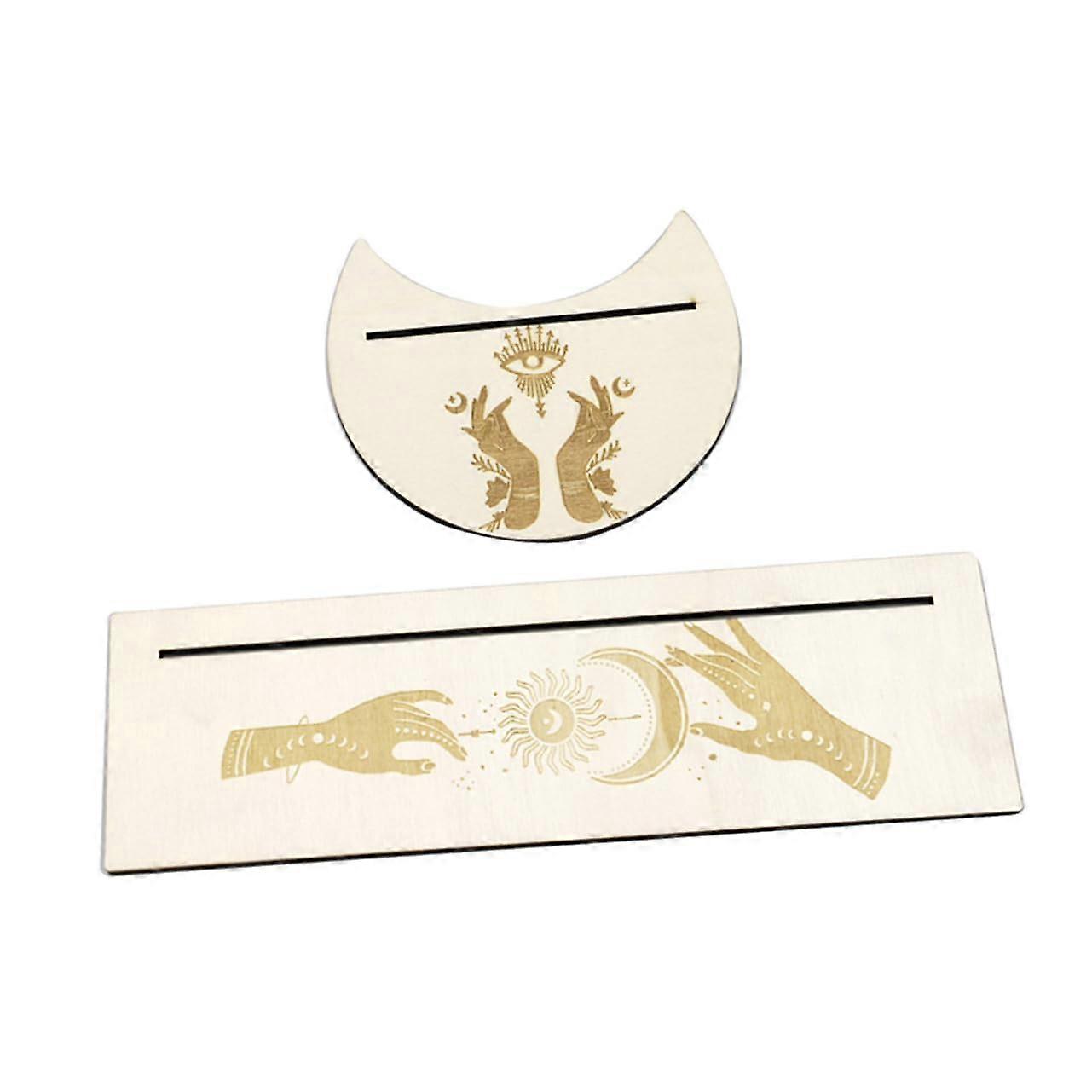 Wooden Moon Phase Tarot Card Holder for Rectangular and Moon Cards