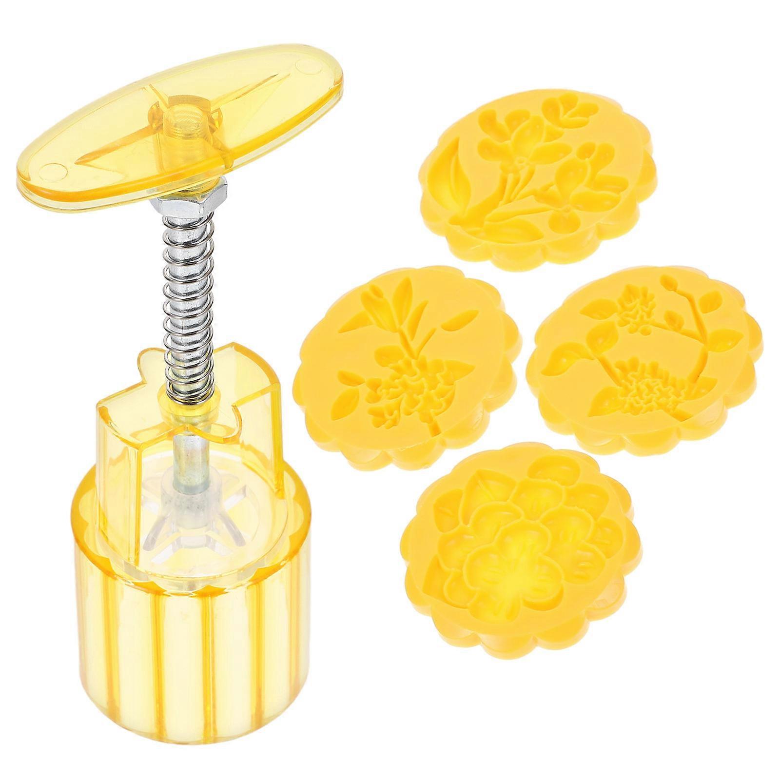 Hand Press Moon Cake Molds Moon Cake Hand-pressure Molds For Mid-Autumn Festival And Desserts 5.1X6.7X14.4CM Baking Convenience 5PCS