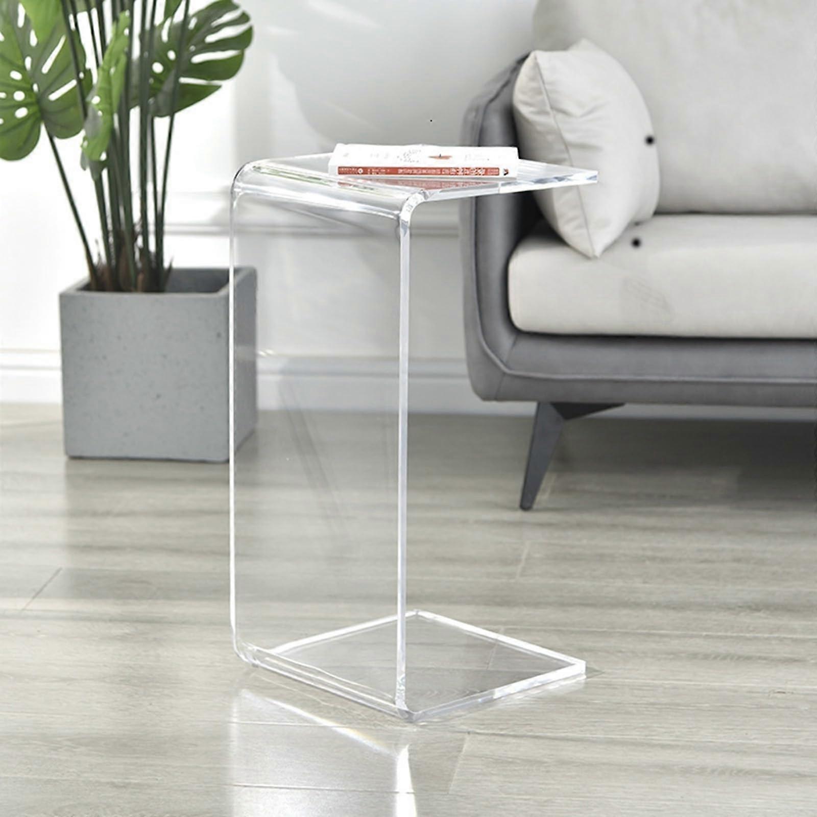 Cshaped acrylic side table for small living rooms – transparent coffee tables for bedrooms, balconies – modern side tables