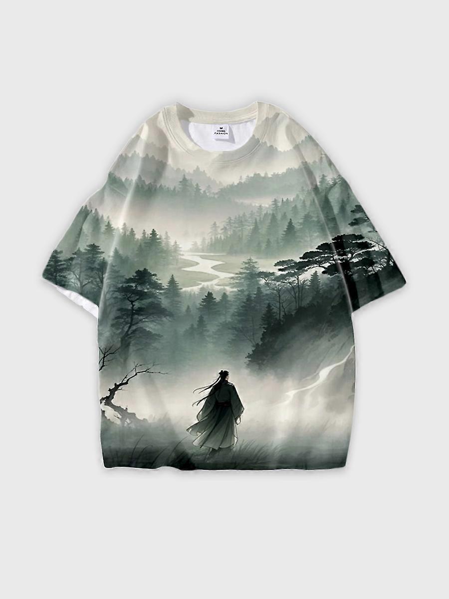 T-shirt round neck Pattern loose short sleeve JW1715