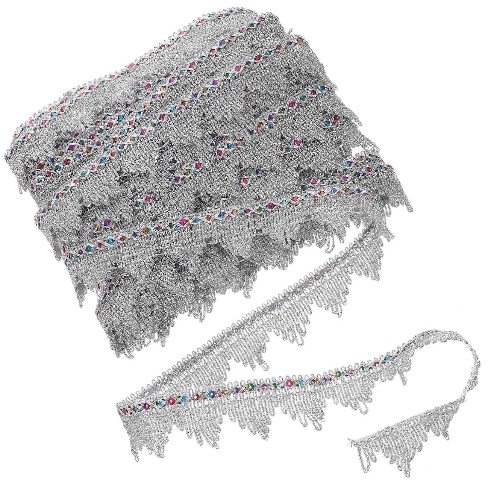 Decorative Fringe Trim with Sequins 2.5cm Wide DIY Embellishment Ribbon for Clothing Curtains Accessories Elegant Versatile