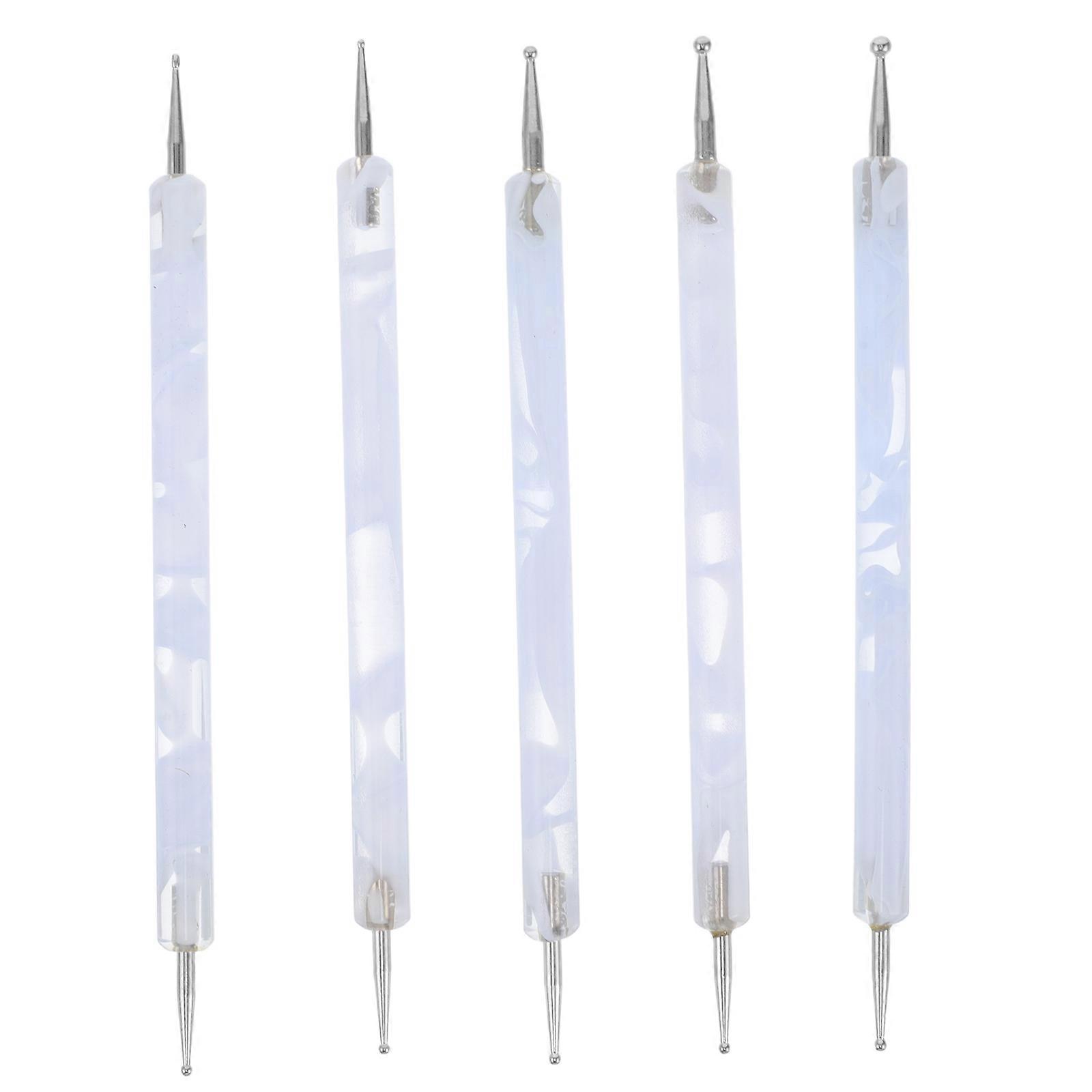5pcs DIY Nail Art Dotting Tool Set Double Ended Pens for Precision Embossing, Durable & Easy to Clean, Perfect for Intricate Nail Designs and