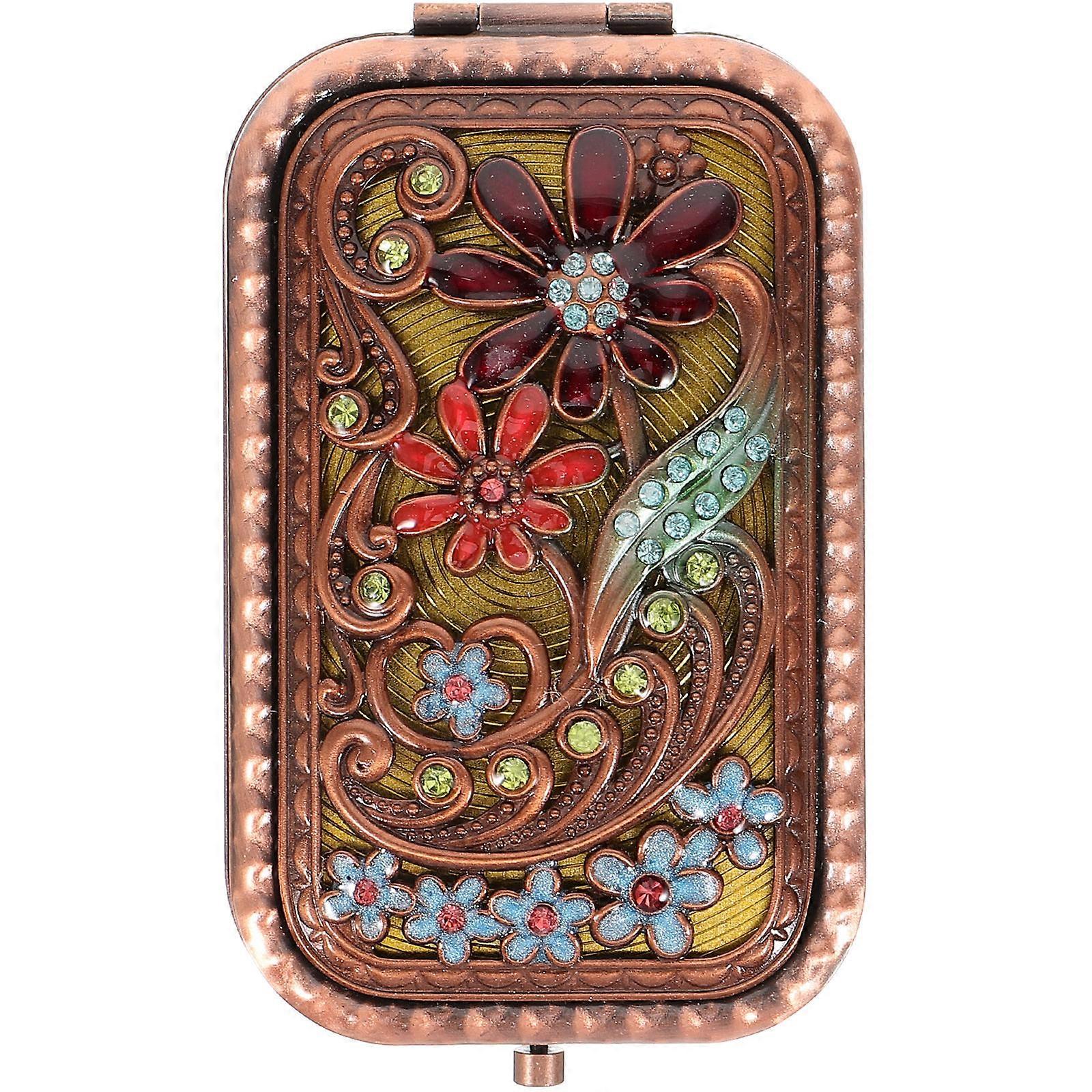 Compact Mirror For Makeup Application Portable Small Pocket Mirror Women Golden Rectangular 1Pcs