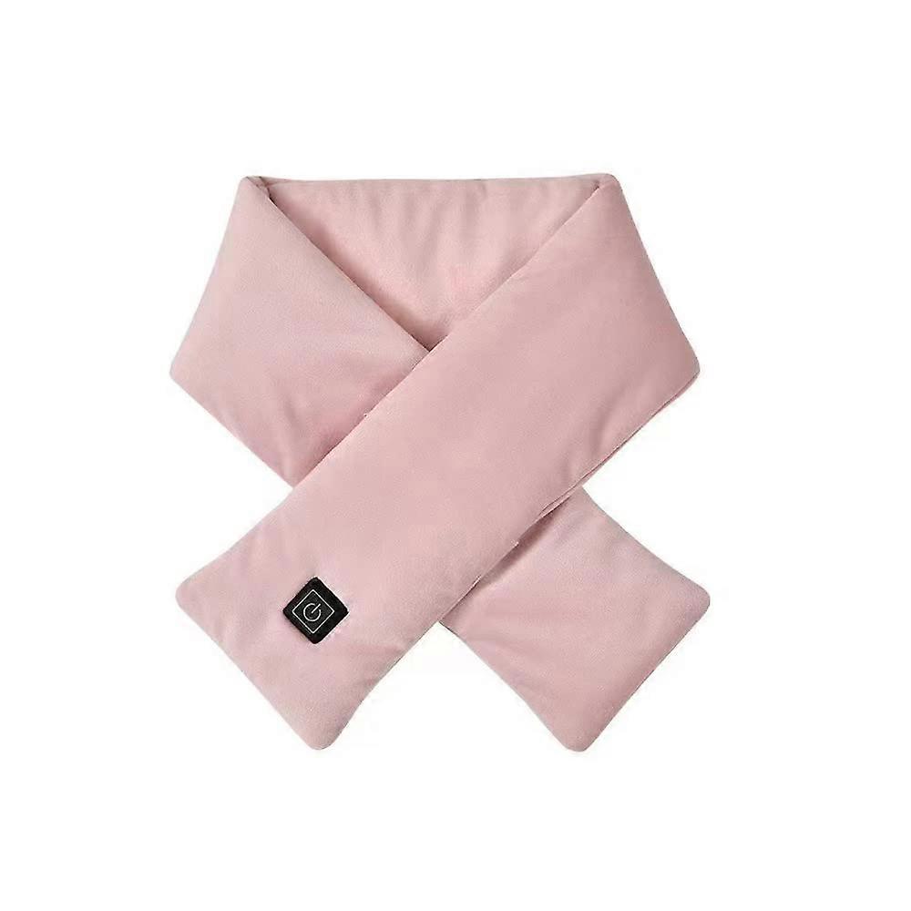 USB Neck Heating Scarf with 3 Heat Levels Adjustable Temperature Rechargeable Windproof Winter Scarf in Pink