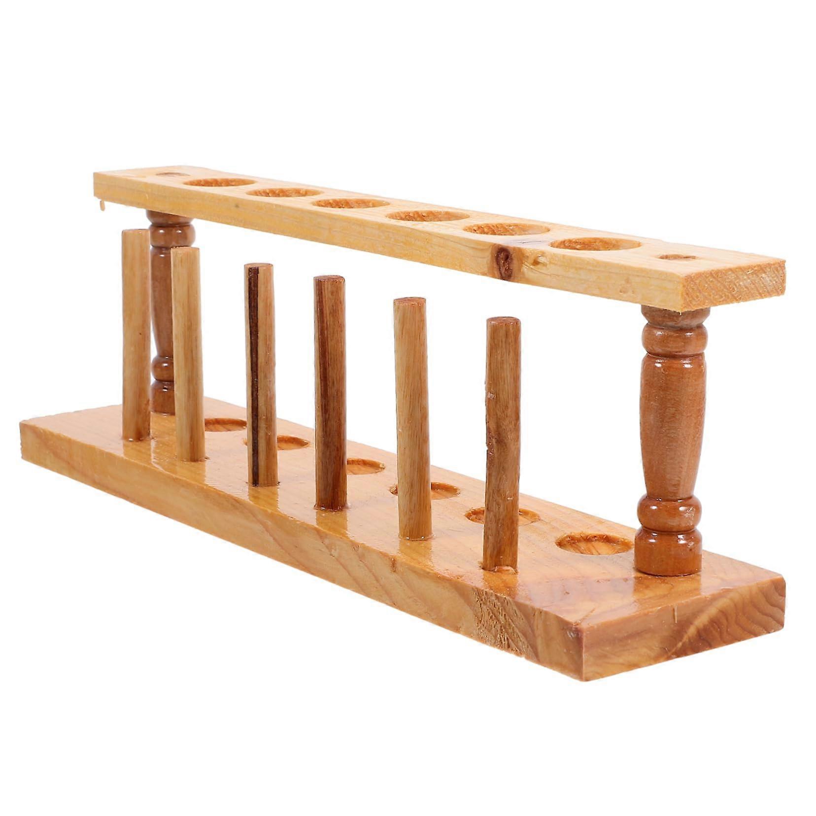 Wooden Test Tube Stand, Lab Centrifuge Tube Holder for Pipette Tips, Light Brown 25.5X8.5X6.5CM