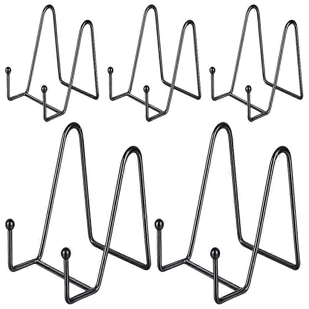 Book Stand Desktop Iron Display Racks for Storage 5Pcs Black Shelf Set