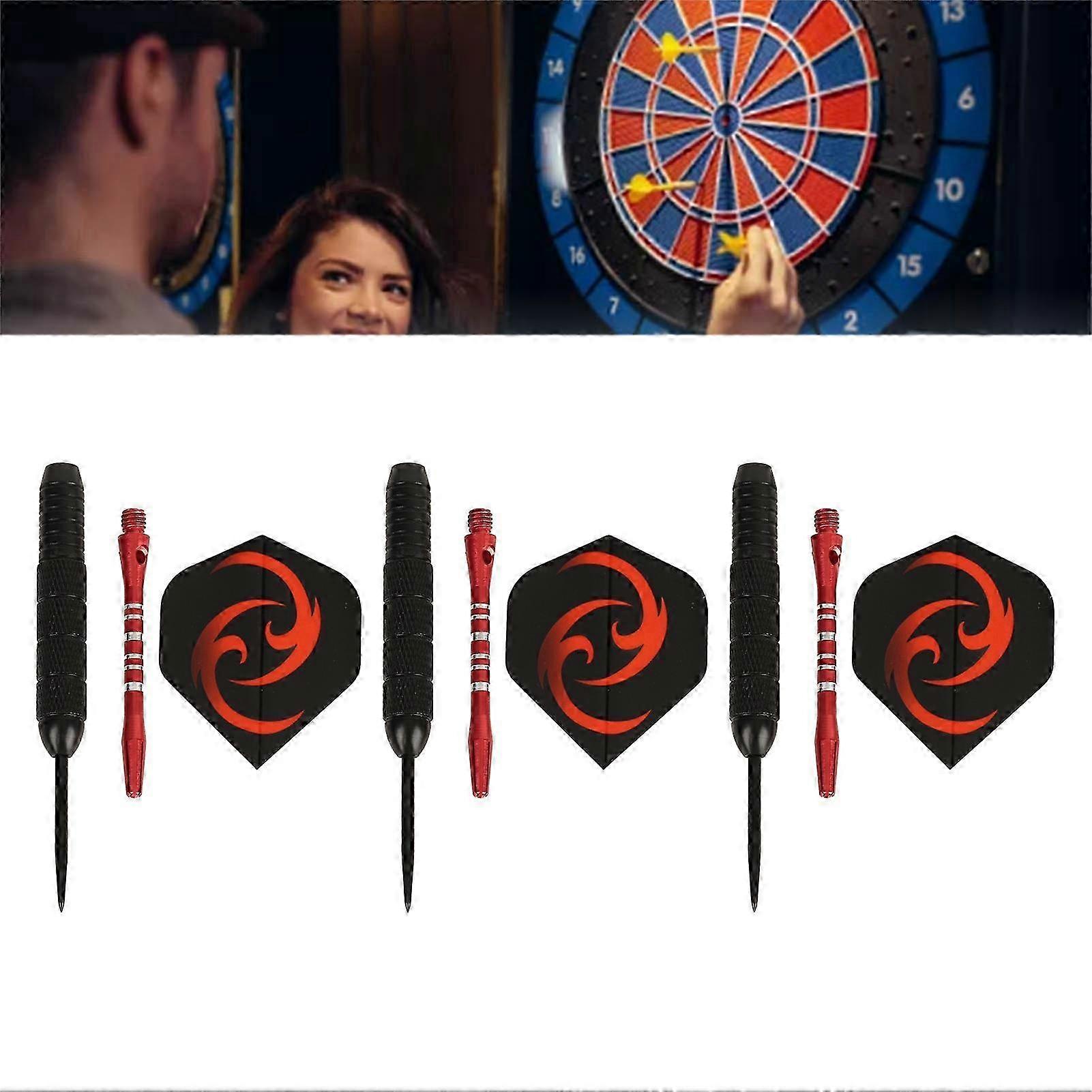 Professional Steel Tip Darts Set with Anti-Slip Design - Lightweight Metal Tip Darts for Dartboard & Home Bar, Red Finish