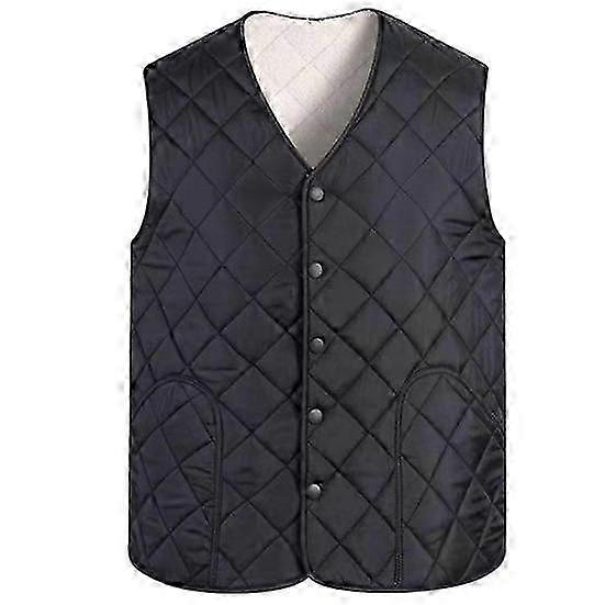Men Winter Cotton Vest Padded V Neck Sleeveless Warm Thick Solid Color Single breasted Cardigan Thick Plush Plush Size Men Down Waistcoat