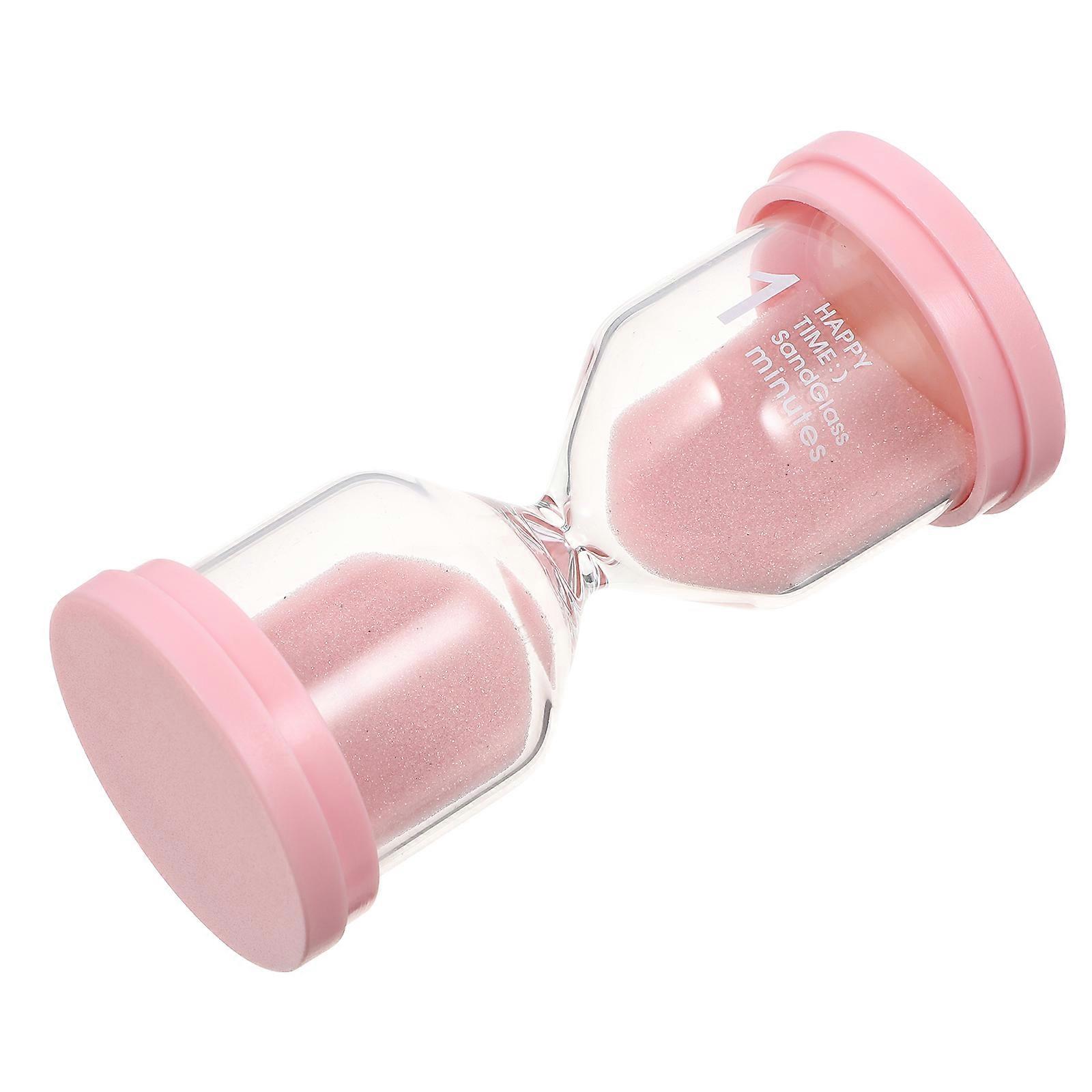 Pink Macaron Style Cap Sand Timer Compact PVC Glass Hourglass Decor Flat Bottom Desktop Ornament for Home Office Restaurant Toothbrushing Stable