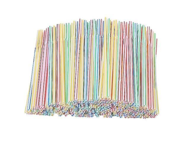 200pcs Plastic Straws Multicolor Striped Bed Disposable Straws