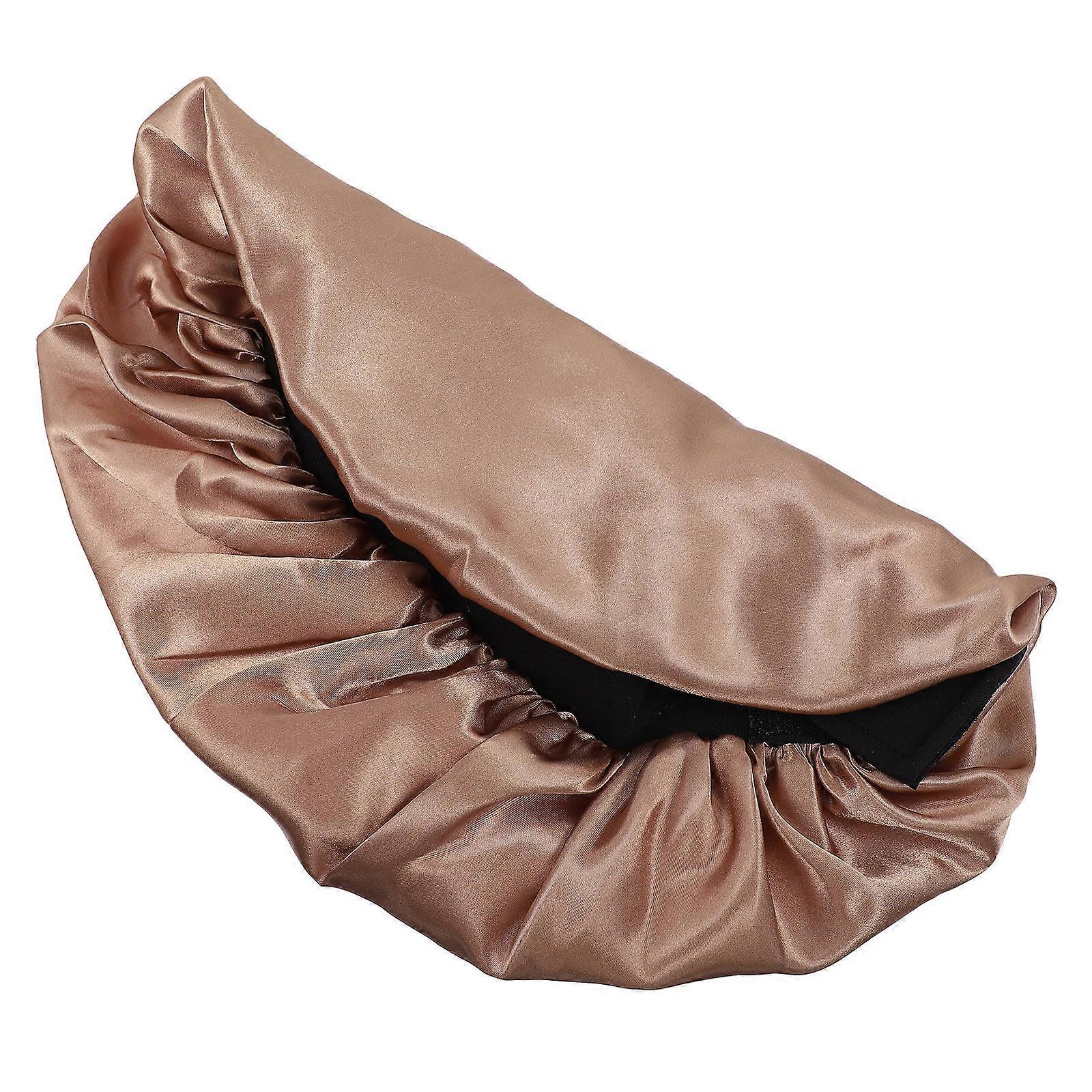 Golden Satin Sleeping Hat for Females with Elastic Design and Comfortable Fit Suitable for Long Hair